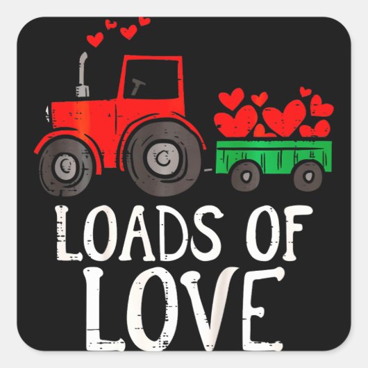 Kinder ladingen Love Tractor Cute Valentijnsdag Vierkante Sticker (Voorkant)