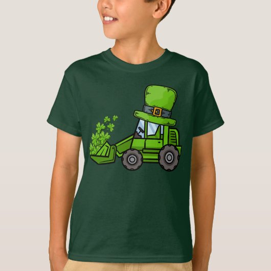 Kinder ladingen Luck Excavator St. Patricks day T-shirt (Voorkant)