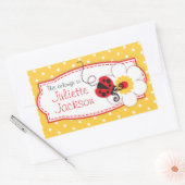 kinder ladybug book bord ID naam gele sticker (Envelop)