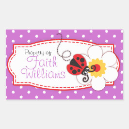 kinder ladybug book bord of ID name sticker