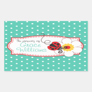 kinder ladybug book bord of ID name sticker