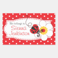 kinder ladybug book bord of ID name sticker