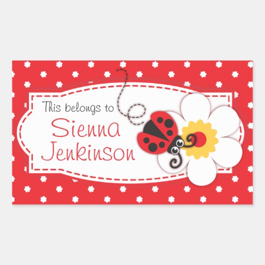 kinder ladybug book bord of ID name sticker (Voorkant)