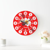 Kinder ladybug en bloemen fel rode muur klok (Huis)