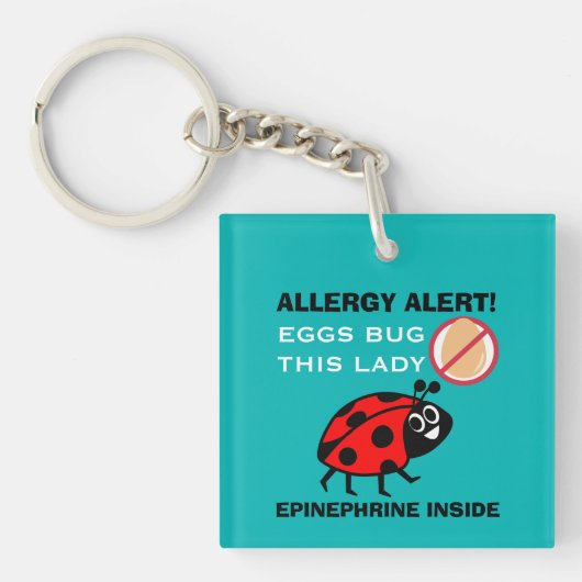 Kinder Ladybug Oogallergie Medische waarschuwingen Sleutelhanger (Voorkant)