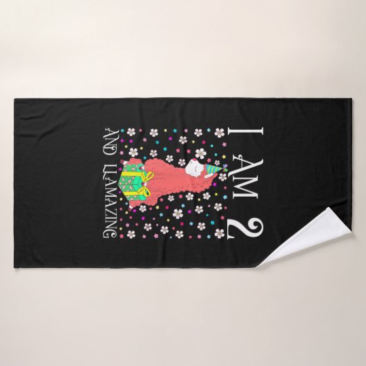 Kinder lama 2 jaar oud roze lama 2e verjaardag badhanddoek (Badhanddoek)