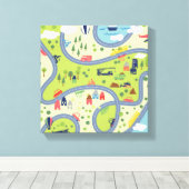 Kinder landschapspatroon canvas afdruk (Insitu (Houten vloer))