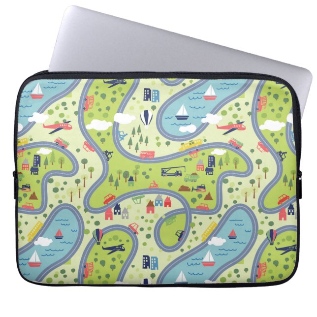 Kinder landschapspatroon laptop sleeve (Voorkant)