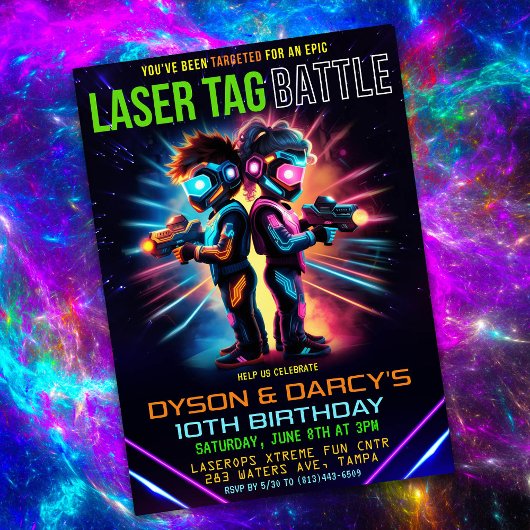 Kinder Laser Tag Verjaardag Kaart