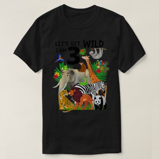 Kinder laten we Wild krijgen Ik ben 3 dierentuin T-shirt (Design voorkant)