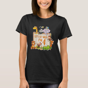 Kinder Laten we wild worden Ik ben 4 Jaar Oud Dier T-shirt