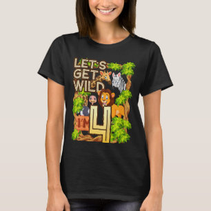 Kinder laten we Wild worden Ik ben 4 Safari Dieren T-shirt