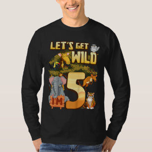 Kinder laten we Wild worden Ik ben 5 Safari Dieren T-shirt