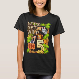 Kinder laten we Wild worden Ik ben 5 Safari Dieren T-shirt