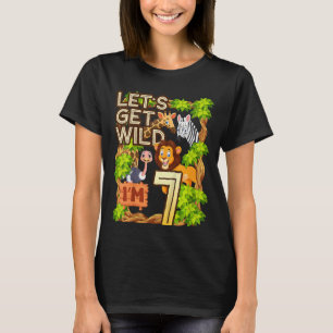 Kinder laten we Wild worden Ik ben 7 Safari Dieren T-shirt
