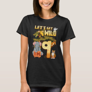 Kinder laten we Wild worden Ik ben 9 Safari Dieren T-shirt