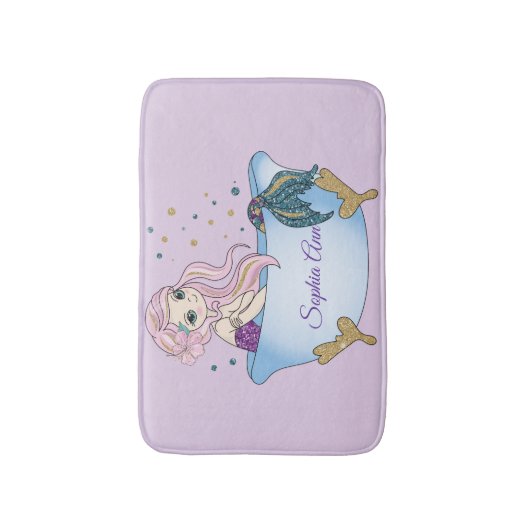 Kinder lavender Glitter Mermaid Bath Mat (Voorkant Verticaal)