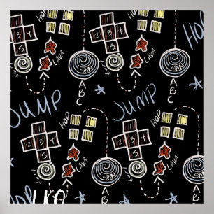 Kinder leerkracht Fun Recess Playground Chalkboard Poster