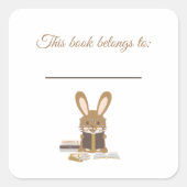 Kinder leesboeken Animal Theme Bookplate Vierkante Sticker (Voorkant)
