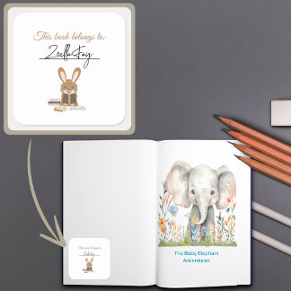 Kinder leesboeken Animal Theme Bookplate Vierkante Sticker