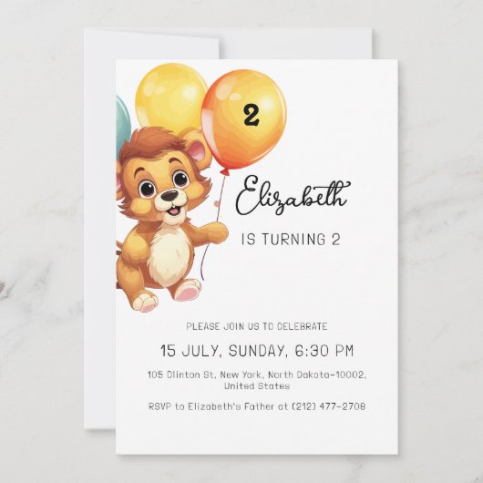 Kinder leeuw salie ballon grappig verjaardagsfeest kaart (Voorkant)