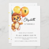 Kinder leeuw salie ballon grappig verjaardagsfeest kaart (Voorkant / Achterkant)