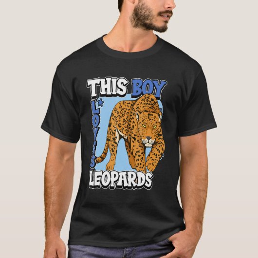 Kinder Leopard Quote Wildcat Deze jongen houdt van T-shirt (Voorkant)