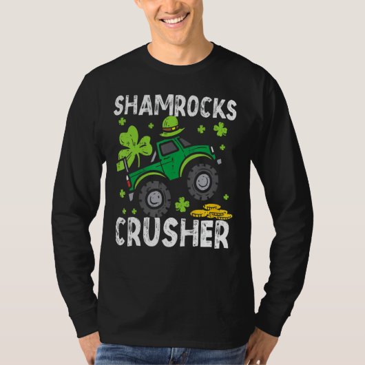 Kinder Leprechaun Monster Truck Shamrock St Patric T-shirt (Voorkant)