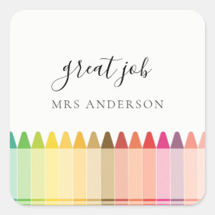 Kinder leraar kleurrijke regenboogkunst vierkante sticker