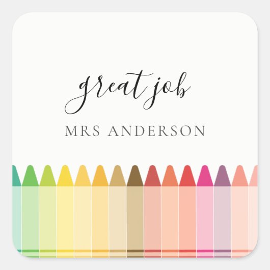 Kinder leraar kleurrijke regenboogkunst vierkante sticker (Voorkant)