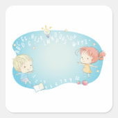 Kinder leren vierkante sticker (Voorkant)
