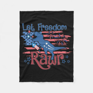 Kinder Let Freedom Rawr T-rex dinosaurus VS Vlag 4 Fleece Deken