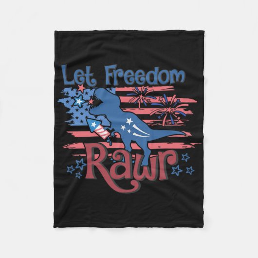 Kinder Let Freedom Rawr T-rex dinosaurus VS Vlag 4 Fleece Deken (Voorkant)