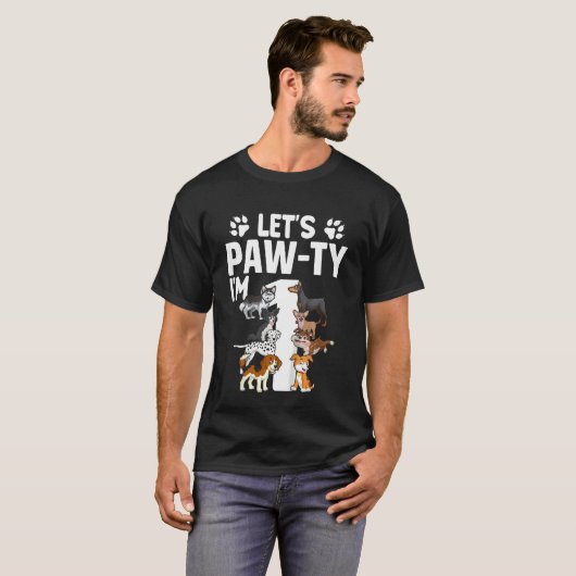 Kinder Lets Pawty Ik ben 1 Puppy Dog 1e Verjaardag T-shirt (Voorkant volledig)