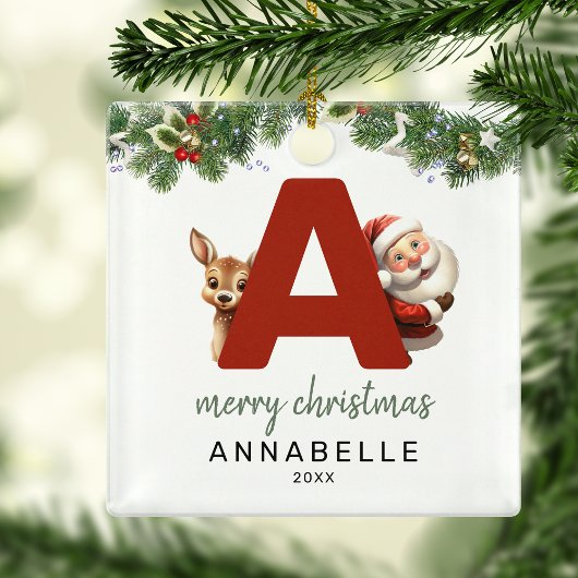 Kinder letter A monogram kerstboom Metalen Ornament