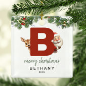 Kinder letter B monogram kerstboom Metalen Ornament