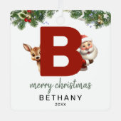 Kinder letter B monogram kerstboom Metalen Ornament (Voorkant)