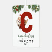 Kinder letter C monogram kerstboom Metalen Ornament (Voorkant links)