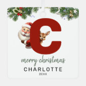 Kinder letter C monogram kerstboom Metalen Ornament (Voorkant)