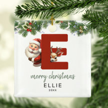 Kinder letter E Monogram kerstboom