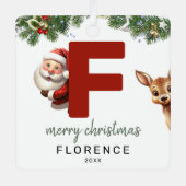Kinder letter F Monogram kerstboom Metalen Ornament (Voorkant)