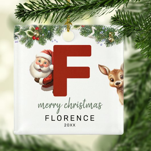 Kinder letter F Monogram kerstboom Metalen Ornament