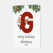Kinder letter G Monogram kerstboom Metalen Ornament (Voorkant links)