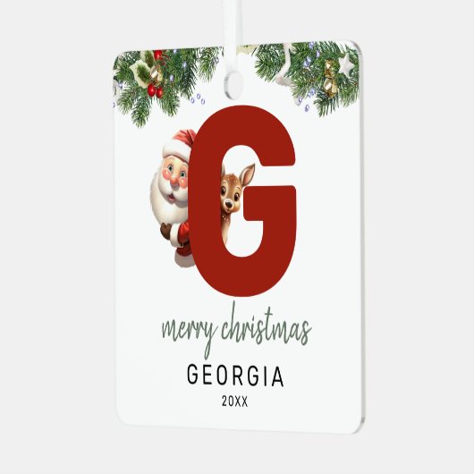 Kinder letter G Monogram kerstboom Metalen Ornament (Voorkant links)