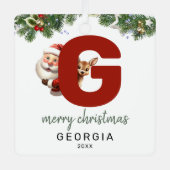Kinder letter G Monogram kerstboom Metalen Ornament (Voorkant)