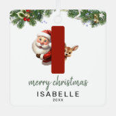 Kinder letter I monogram kerstboom Metalen Ornament (Voorkant)