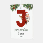 Kinder letter J Monogram kerstboom Metalen Ornament (Voorkant links)