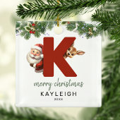 Kinder letter K Monogram kerstboom Metalen Ornament