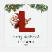 Kinder letter L Monogram kerstboom Metalen Ornament (Voorkant)