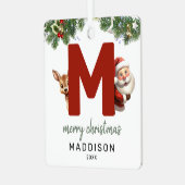 Kinder letter M Monogram kerstboom Metalen Ornament (Voorkant links)